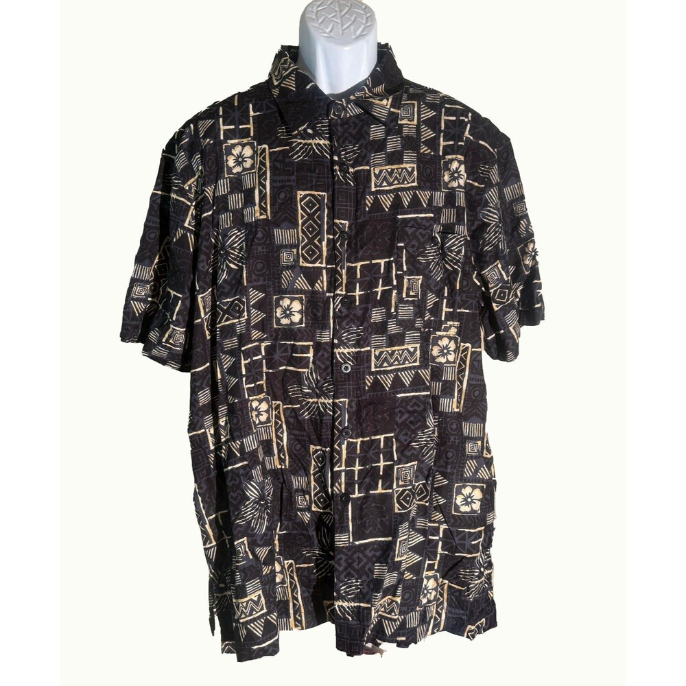 CASUAL LIFE Men's Short Sleeve Button‎ Down Limited Edition Shirt Black 2XL